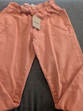 Boden Coral-Peach Elastic Waist Pants with Star-Lined Waistband